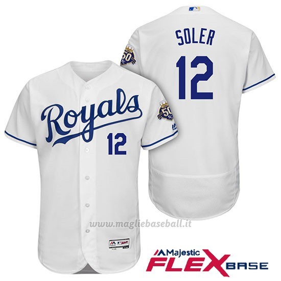 Maglia Baseball Uomo Kansas City Royals Jorge Soler Bianco 50th Season Flex Base
